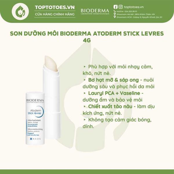 Son dưỡng môi Bioderma Atoderm Stick Levres 4g