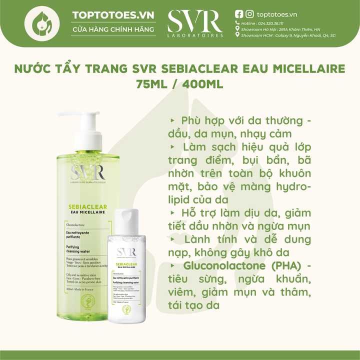 Nước tẩy trang SVR Sebiaclear Eau Micellaire