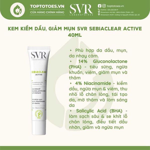 Kem dưỡng SVR Sebiaclear Active 40ml