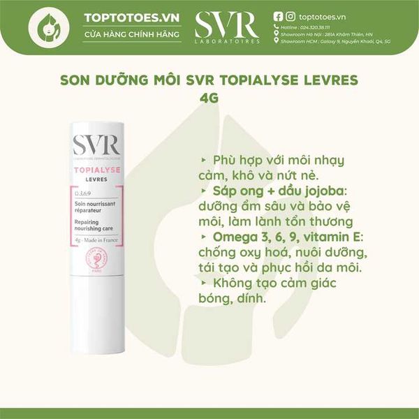 Son dưỡng môi SVR Topialyse Levres 4g