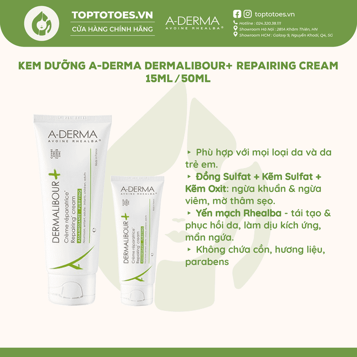 Kem dưỡng A-derma Dermalibour+ Repairing Cream