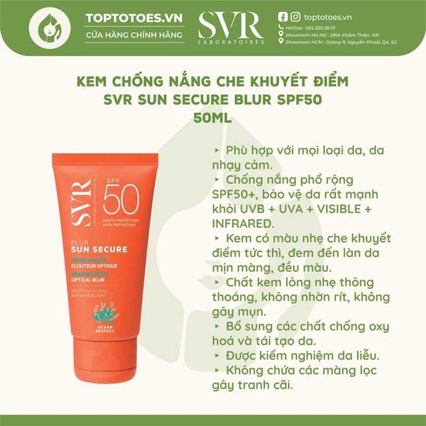 Kem chống nắng che khuyết điểm SVR Sun Secure Blur SPF50 50ml
