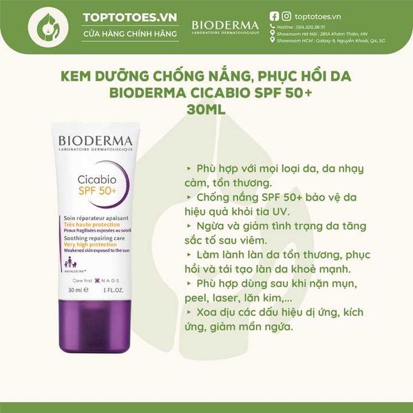 Kem dưỡng chống nắng Bioderma Cicabio SPF 50+ 30ml