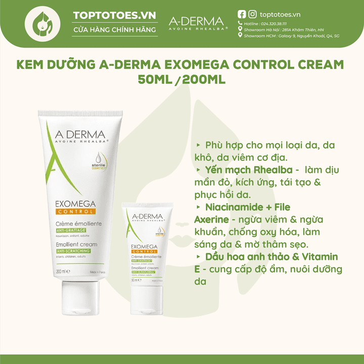 Kem dưỡng A-derma Exomega Control Cream