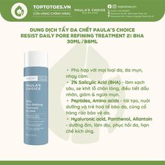 Dung dịch tẩy da chết Paula's Choice Resist Daily Pore Refining Treatment 2% BHA