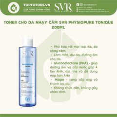 Nước cân bằng làm sạch sâu cho da mặt nhạy cảm SVR Physiopure Tonique 200ml