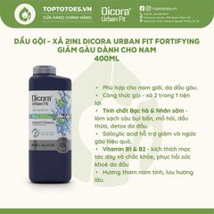 Gội xả 2in1 Dicora Urban Fit chống gàu dành cho nam 400ml