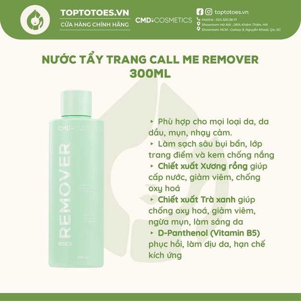 Nước tẩy trang CMD Cosmetics Call Me Remover 300ml
