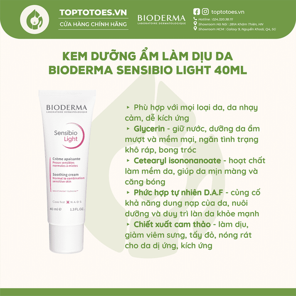 Kem dưỡng Bioderma Sensibio Light 40ml