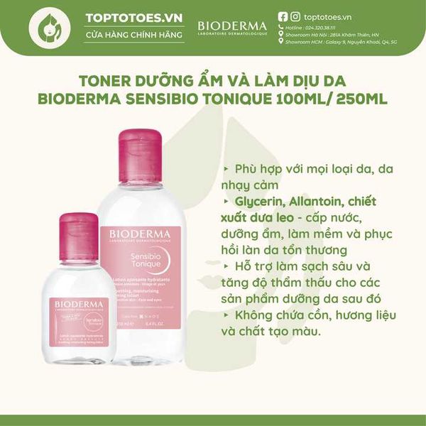 Toner Bioderma Sensibio Tonique (Hồng)
