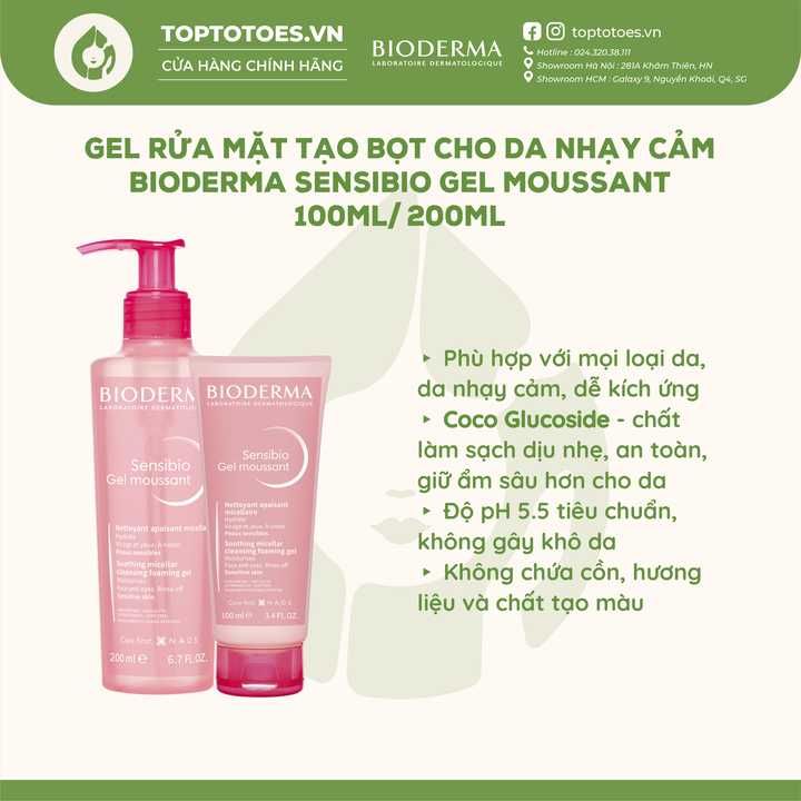 Gel rửa mặt Bioderma Sensibio Gel Moussant (Hồng)