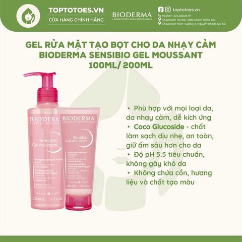 Gel rửa mặt Bioderma Sensibio Gel Moussant (Hồng)