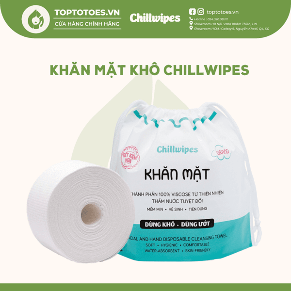 Khăn mặt khô Chillwipes (80 khăn) - Cuộn