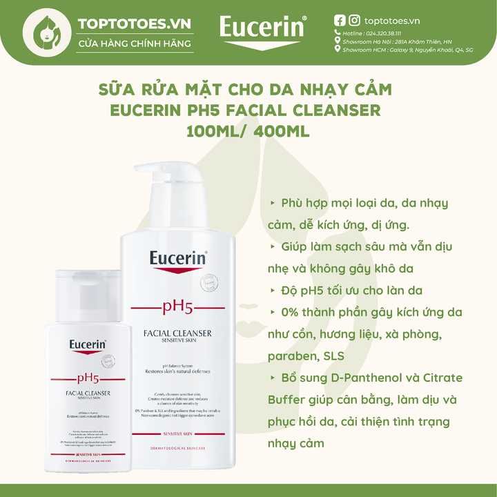 Sữa rửa mặt Eucerin Facial Cleanser PH5 Sensitive Skin