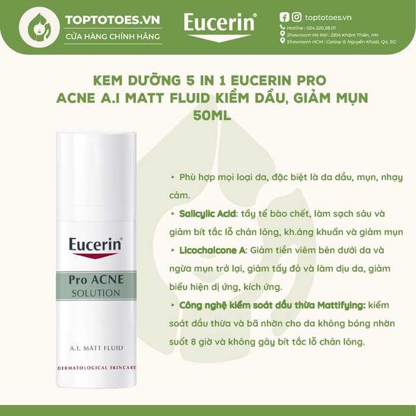 Kem dưỡng Eucerin ProAcne A.I Matt Fuild 50ml