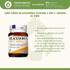 Viên uống Blackmores Vitamin C Bio C 1000mg tăng cường miễn dịch, làm đẹp da, chống oxy hóa - 31 viên