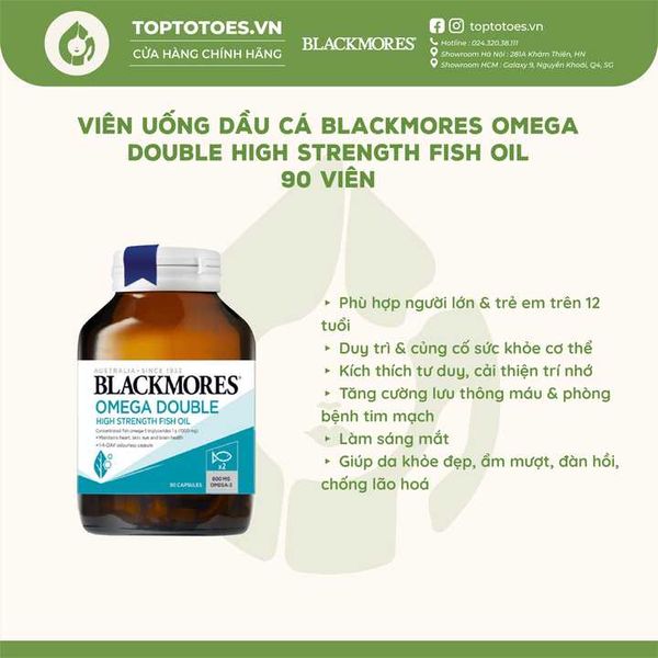 Viên uống dầu cá Blackmores Omega Double High Strength Fish Oil - 90 viên