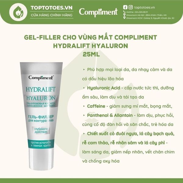 Gel-filler cho vùng mắt Compliment Hydralift Hyaluron 25ml