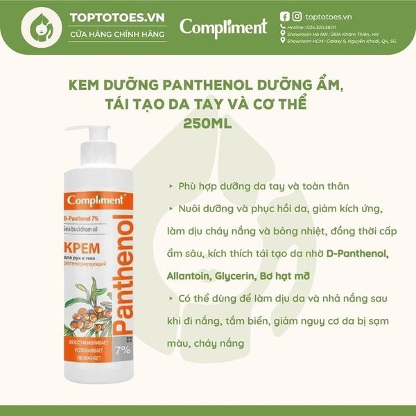 Kem dưỡng Compliment Panthenol dành cho da tay và cơ thể 250ml
