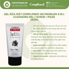 Gel rửa mặt Compliment No Problem - 3in1 Cleansing + Mask + Scrub 150ml