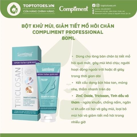 Bột khử mùi, giảm tiết mồ hôi Compliment Professional 80ml