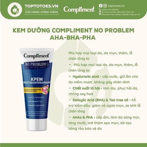Kem dưỡng Compliment No Problem AHA-BHA-PHA-Tea Tree 50ml