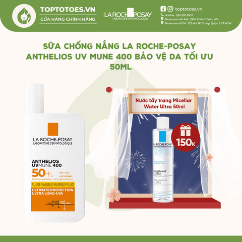 Bộ sản phẩm La Roche-Posay 50ml (Sữa chống nắng Anthelios UVMune 400 + Nước tẩy trang Micellar Water Ultra)