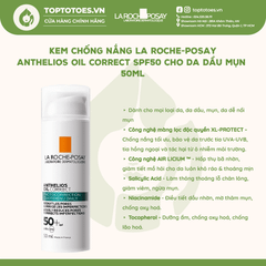Kem chống nắng dạng gel La Roche-Posay Anthelios Oil Correct SPF50 - 50ml