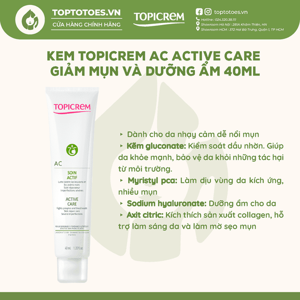Kem Topicrem AC Active Care giảm mụn và dưỡng ẩm 40ml