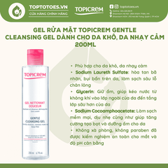 Gel rửa mặt Topicrem Gentle Cleansing Gel 200ml (hồng)