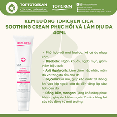 Kem dưỡng Topicrem Cica Soothing Cream phục hồi và làm dịu da 40ml