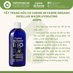 Nước tẩy trang mi-xel hữu cơ Corine de Farme Organic Micellar Hydrating Water 400ml