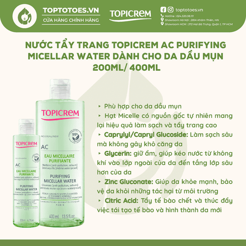 Nước tẩy trang Topicrem AC Purifying Micellar Water