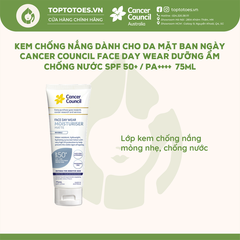 Kem chống nắng Cancer Council Face Day Wear Invisible SPF 50+/ PA ++++ - Chống nước