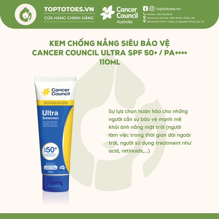 Kem chống nắng Siêu bảo vệ Cancer Council Ultra SPF 50+/ PA ++++