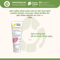 Kem chống nắng Cancer Council Face Day Wear Invisible SPF 50+/ PA ++++ 75ml - Hồng 75ml