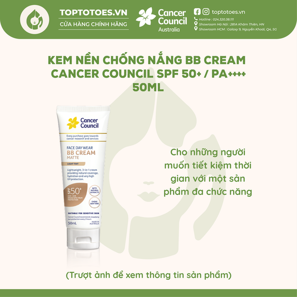 Kem nền chống nắng BB Cream Cancer Council SPF 50+/ PA ++++