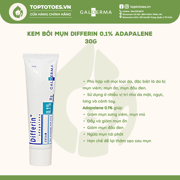Kem trị mụn Differin Cream 0,1% 30g