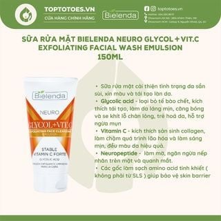 Sữa rửa mặt Bielenda Neuro Glycol + Vit.C Exfoliating 150ml