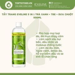 Nước tẩy trang Eveline 5-in-1 Trà xanh + Tre + Dưa chuột