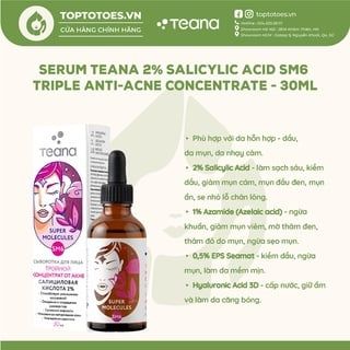 Serum Teana 2% Salicylic Acid SM6 Super Molecules Triple Anti-Acne Concentrate
