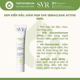 Gel dưỡng SVR Sebiaclear Active Gel 40ml