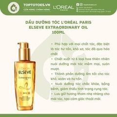 Dầu dưỡng tóc chiết xuất tinh dầu hoa tự nhiên L'Oreal Paris Elseve Extraordinary Oil 100ml