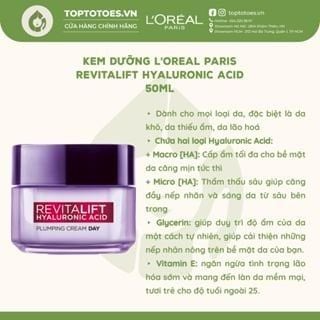 Kem dưỡng cấp ẩm L'Oreal Paris Revitalift Hyaluronic Acid 50ml