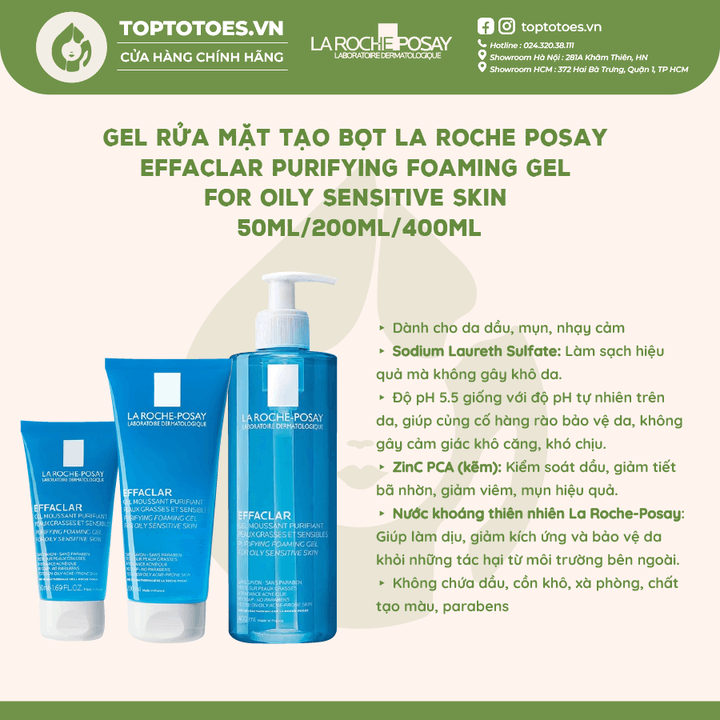 Gel rửa mặt La Roche-Posay Effaclar Purifying Foaming Gel For Oily Sensitive Skin