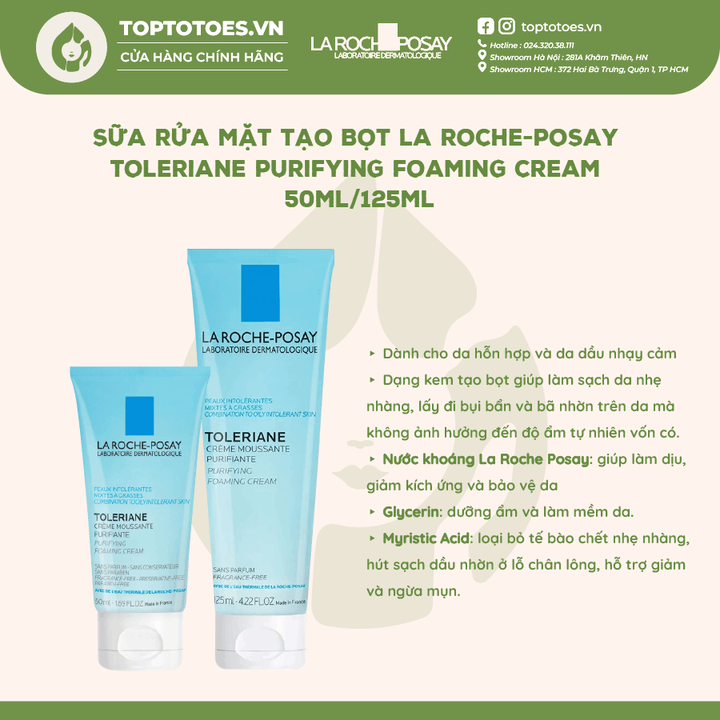 Sữa rửa mặt tạo bọt La Roche-Posay Toleriane Purifying Foaming Cream