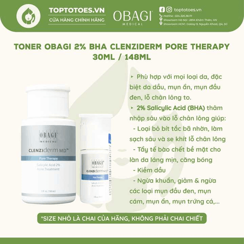 Toner OBAGI 2% BHA Clenziderm MD Pore Therapy