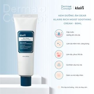 Kem dưỡng Dear, Klairs Rich Moist Soothing Cream 80ml