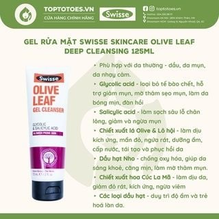 Gel rửa mặt Swisse Olive Leaf 125ml