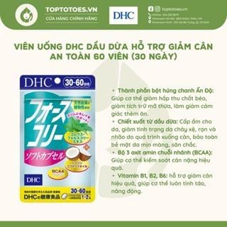 Viên uống DHC Forskohlii dầu dừa hỗ trợ giảm cân - Gói 30 ngày